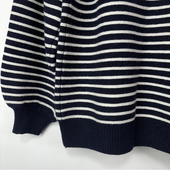 ANN MASHBURN Sweater Womens Medium Boat Neck Wool Navy Cold Shoulder Striped - Picture 13 of 13